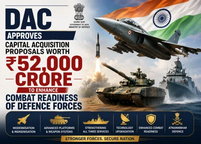 DAC approves capital acquisition proposals worth Rs 52,000 crore to enhance combat readiness of Defence Forces