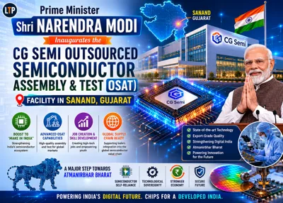 Prime Minister Shri Narendra Modi inaugurates the CG Semi Outsourced Semiconductor Assembly and Test (OSAT) facility in Sanand, Gujarat