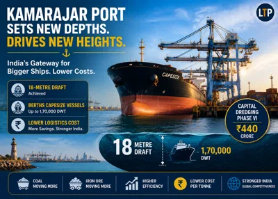 Kamarajar Port Becomes India's Second Major Port with 18-Metre Draft Capability, Boosting India’s Maritime Competitiveness